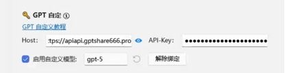 Zotero One API 的 GPT 自定义密钥区域,密钥已遮挡